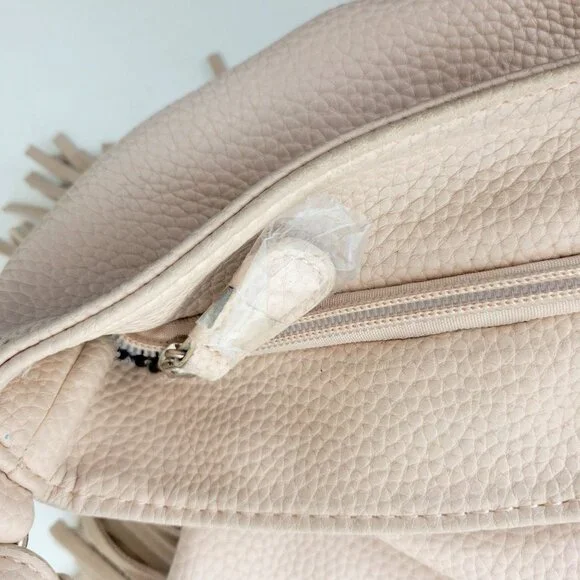 Expressions Pink Vegan Leather Boho Fringed Shoulder Bag - Picture 6 of 9